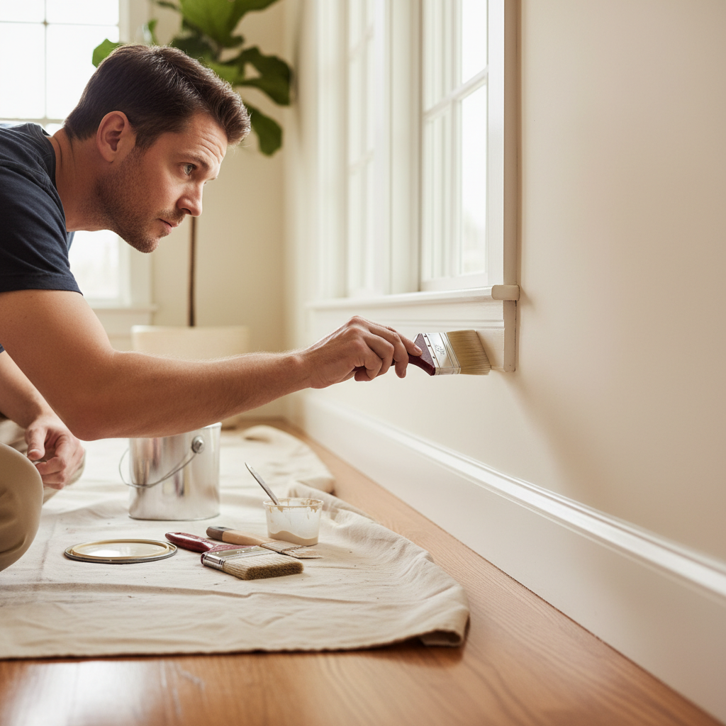 Professional painter applying precise brushwork